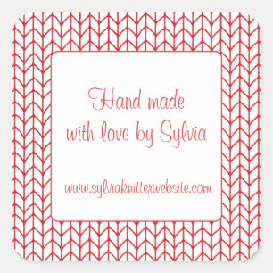 Adesivo Quadrado Stickers "Mão Feita" Quadrados do KNIT de LINHA VE