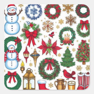 Adesivo Quadrado stickers noel