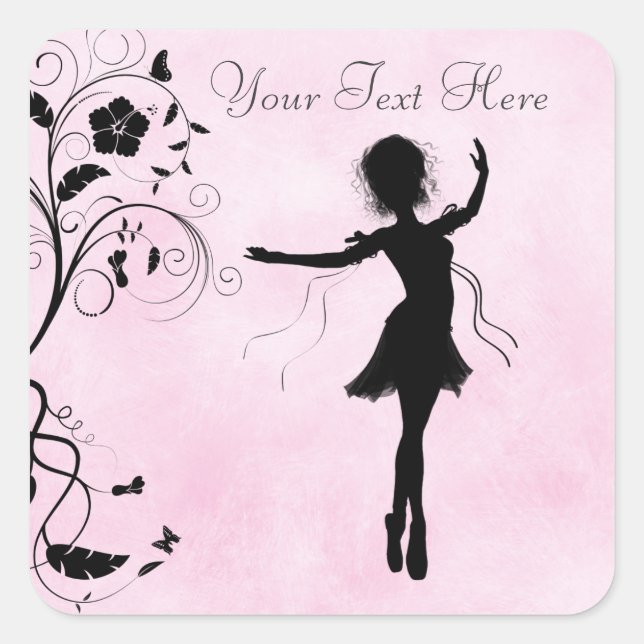 Adesivo Quadrado Stickers Personalizados Ballerina e Flores (Frente)