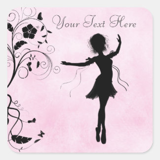 Adesivo Quadrado Stickers Personalizados Ballerina e Flores