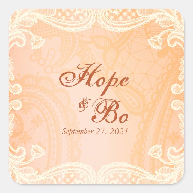 Adesivo Quadrado Stickers Rustic Ivory Lace (Frente)