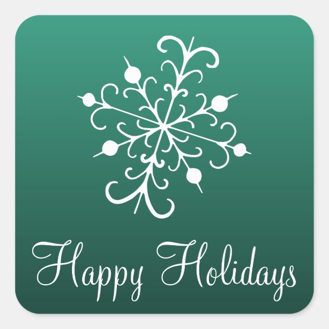 Adesivo Quadrado Stickers Verdes com Floco de Neve (Frente)