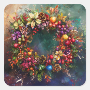 Adesivo Quadrado Stickers Wreath de Natal