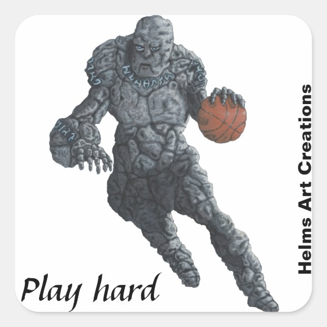 Adesivo Quadrado Stone Golem Basball Sports Fantasy Art Stickers (Frente)