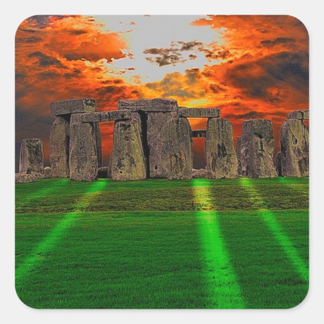 Adesivo Quadrado Stonehenge Stones em Pé ao Sol (Frente)