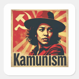 Adesivo Quadrado Stop Kamunism Harris Walz 2024 Camrade Kamala