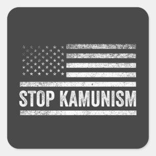 Adesivo Quadrado Stop Kamunism Harris Walz 2024 Camrade Kamala