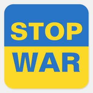 Adesivo Quadrado Stop War Ucrânia Ucraniano