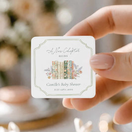 Adesivo Quadrado Storybook Baby Shower A New Chapter Favor