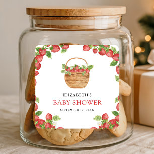 Adesivo Quadrado Strawberry Basket Berry Sweet Chá de fraldas