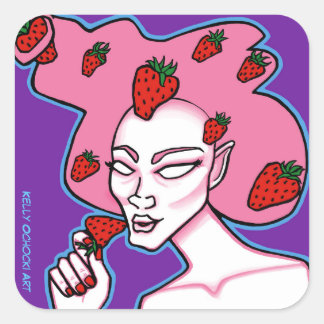 Adesivo Quadrado Strawberry Lover