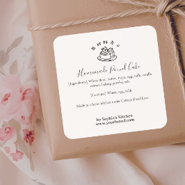 Adesivo Quadrado Strawberry Shortcake Cake Minimalist Ingredient