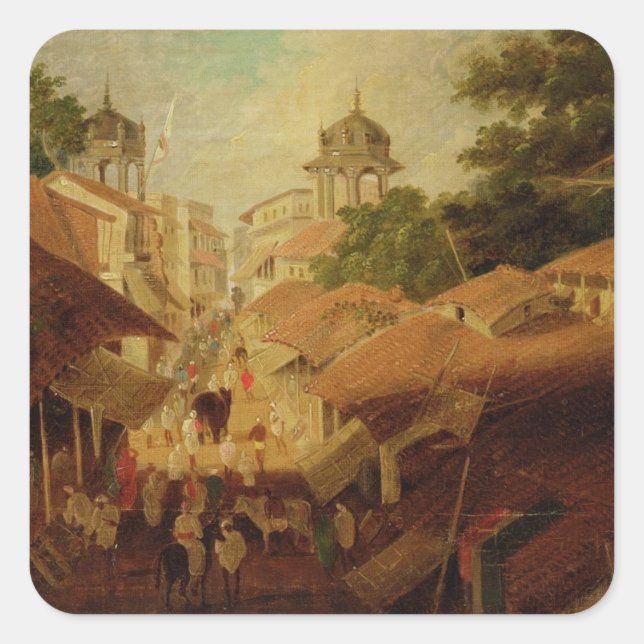 Adesivo Quadrado Street in Patna, c.1825 (petróleo na canvas) (Frente)