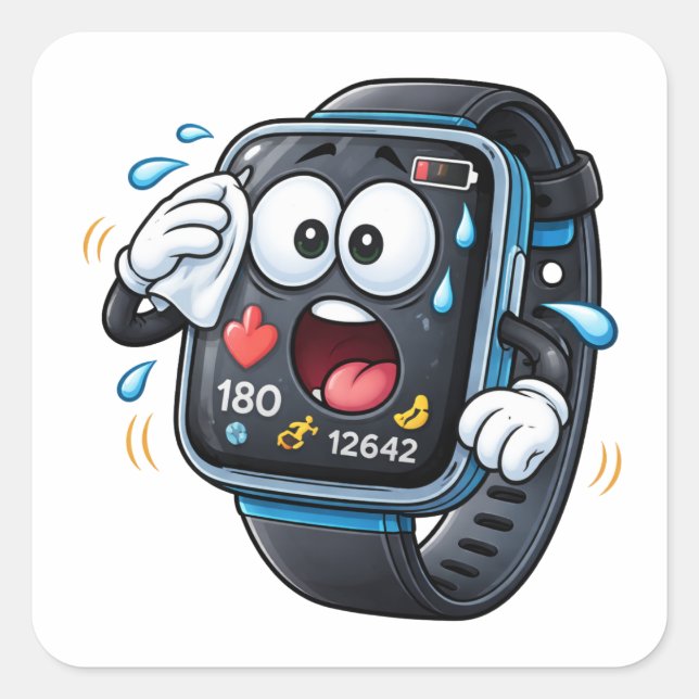 Adesivo Quadrado Stressed Cartoon Smart watch Character Sticker (Frente)