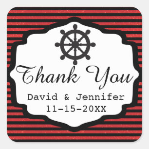 Adesivo Quadrado Stripes Negra e Vermelha   Nautical