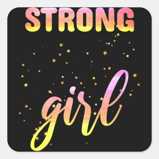 Adesivo Quadrado Strong Girl Pastel Star (Frente)