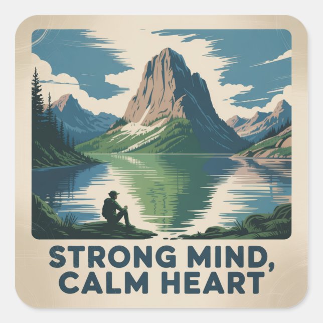 Adesivo Quadrado Strong Mind, Calm Heart (Frente)