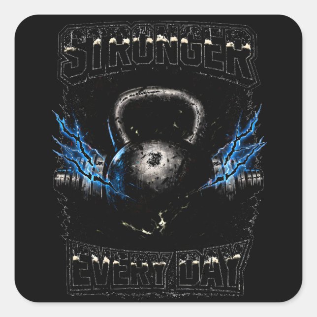 Adesivo Quadrado Stronger Every Day – Daily Progress Gym (Frente)