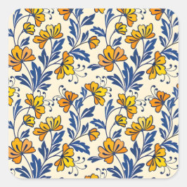 Adesivo Quadrado Stunning Seamless Pattern of Flowers and Leaves