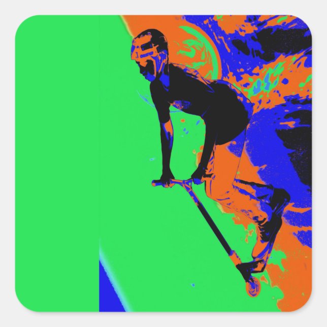 Adesivo Quadrado Stunt Patinete Speedster - Patinete Boy Sticker (Frente)