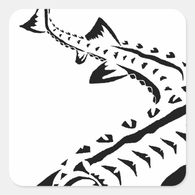 Adesivo Quadrado Sturgeon Tribal - Shovelnose (Frente)