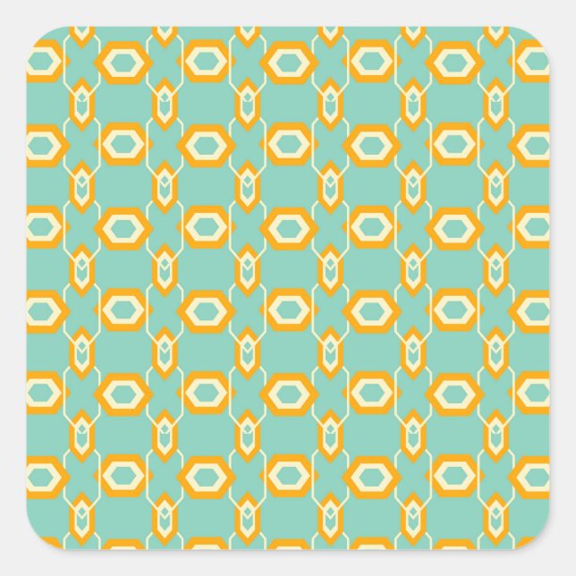 Adesivo Quadrado Stylized geometric pattern in bold orange hexagon (Frente)
