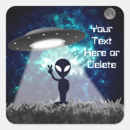 Adesivo Quadrado Sua Alienígena de texto Sinal de paz OFO Planeta G