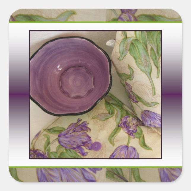 Adesivo Quadrado Sua Alteza Púrpura Tulipas (Frente)