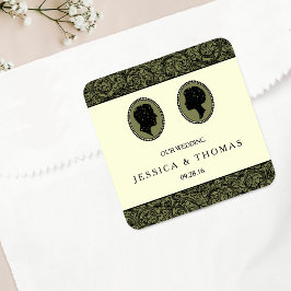 Adesivo Quadrado Sua Coleção de Casamentos de Arte Deco Silhouette