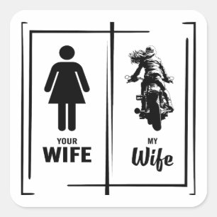 Adesivo Quadrado Sua Esposa Meu Dia de os namorados De Esposa Biker