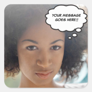 Adesivo Quadrado Sua Mensagem Fotográfica Divertida Retro Comic Boo