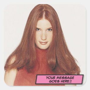 Adesivo Quadrado Sua Mensagem Fotográfica Divertida Retro Comic Boo