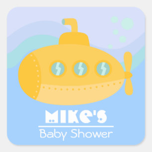 Adesivo Quadrado Submarino amarelo adorável submerso debaixo d'ág