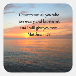 ADESIVO QUADRADO SUBSTITUINDO SUNRISE VERSO DE SCRIPTURE 11:28