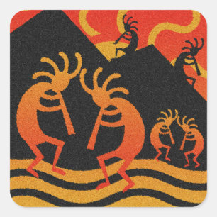 Adesivo Quadrado Sudoeste Kokopelli de Sun do deserto