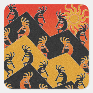Adesivo Quadrado Sudoeste Kokopelli de Sun do deserto