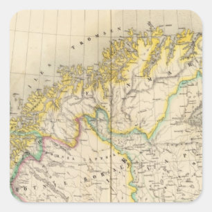 Adesivo Quadrado Suecia, mapa do atlas de Noruega