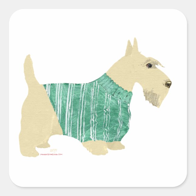 Adesivo Quadrado Suéter de Scottish Terrier Trigo (Frente)
