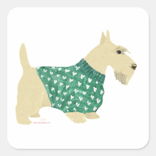 Adesivo Quadrado Suéter de Terrier Escocês Trigo