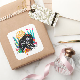 Adesivo Quadrado SUGARSKULL NIRVANA Cão-da-índia halloween