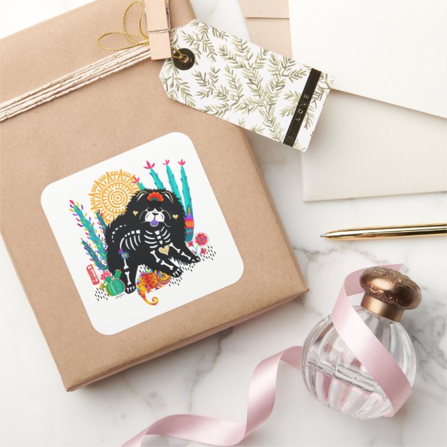 Adesivo Quadrado SUGARSKULL NIRVANA Cão-da-índia halloween (Presentear)