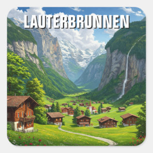 Adesivo Quadrado Suiça Lauterbrunnen