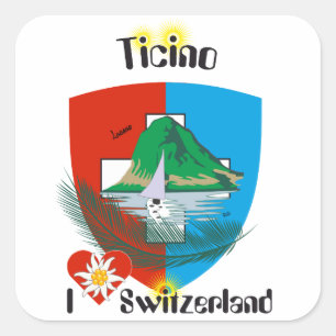 Adesivo Quadrado Suíça Suisse Svizzera Svizra Switzerland Kleber