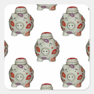 Adesivo Quadrado Suíno Lipstick Adorável