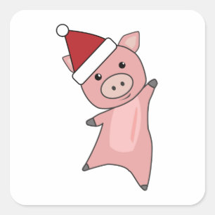 Adesivo Quadrado Suínos De Cachorro De Natal Para Crianças