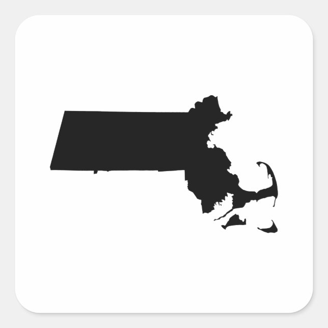 Adesivo Quadrado Sumário do Estado de Massachusetts (Frente)
