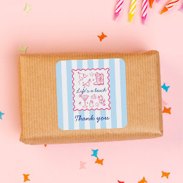 Adesivo Quadrado Summer Blue Stripes Life's a Beach Thank You