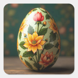 Adesivo Quadrado Summer Floral Easter Egg