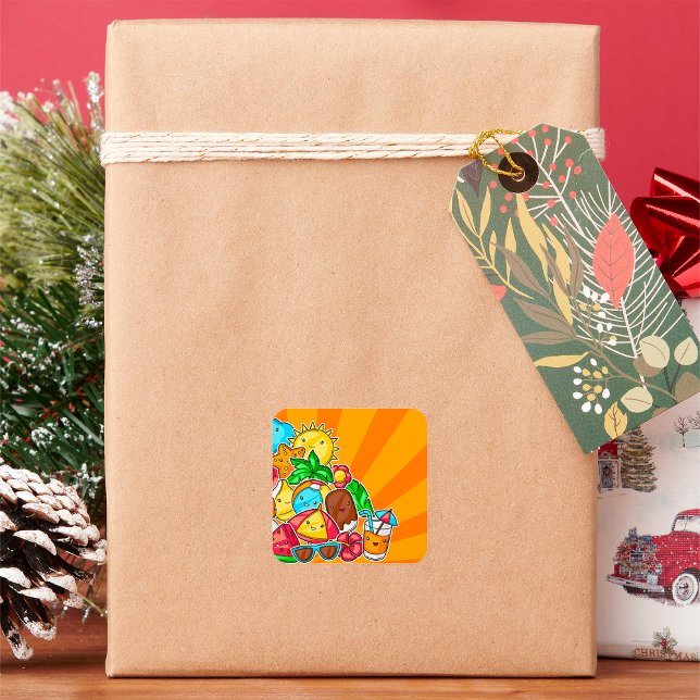 Adesivo Quadrado Summer Kawaii (Criador carregado)