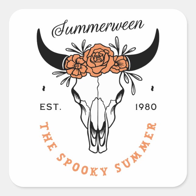 Adesivo Quadrado Summerween spooky summer party country aesthetic (Frente)